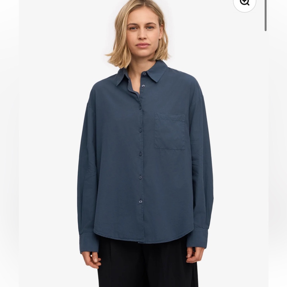 Organic Oversized Shirt - Petrol Blue